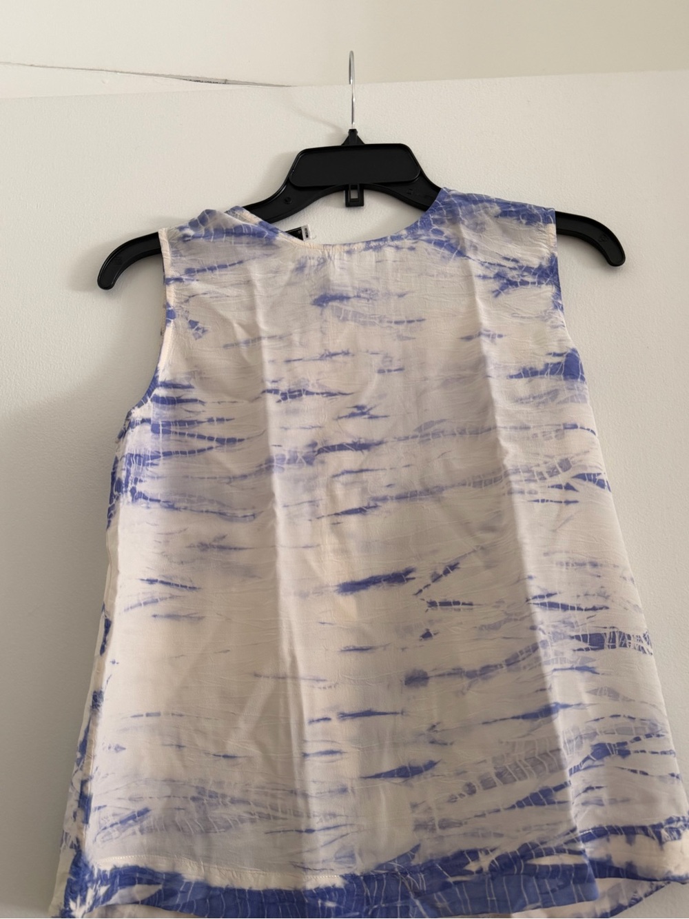 Raquel Allegra Blue and White Tie-Dye Silk Camisole
